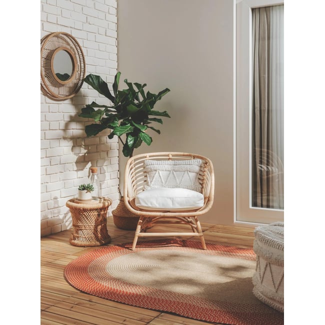 Tapis d'extérieur & intérieur rond NANDI Couleur terracotta <span itemprop=