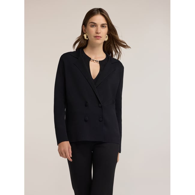 Cardigan double boutonnage noir <span itemprop=
