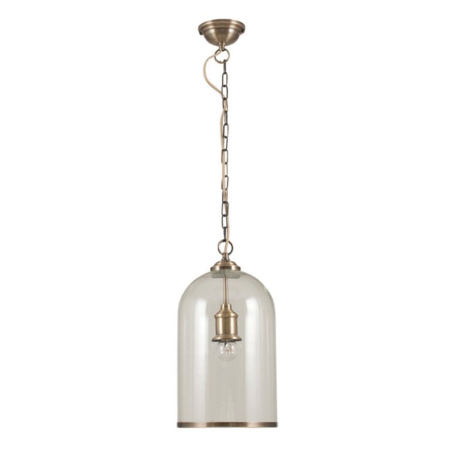 Clear Glass and Antique Brass Cloche Pendant Ceiling Light, gold, SO'HOME