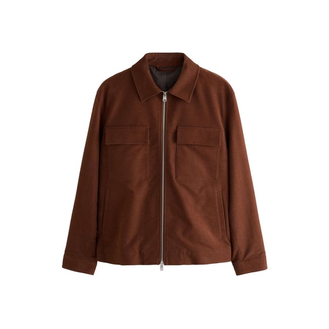 Veste-chemise à deux poches en velours côtelé marron fauve <span itemprop=