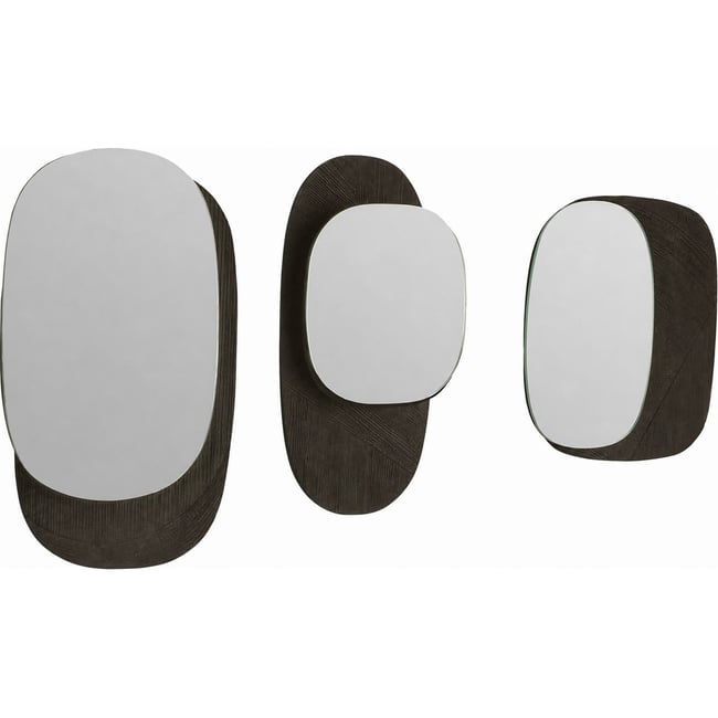 Lot de 3 miroirs en bois de manguier Couleur noir <span itemprop=