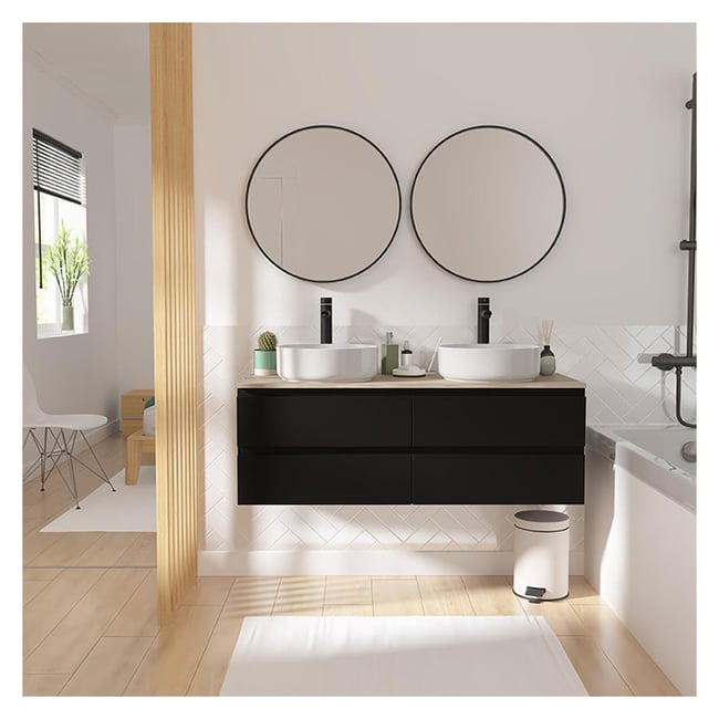 Ensemble meuble double vasque 120cm + robinet + miroir SORRENTO - MOB IN