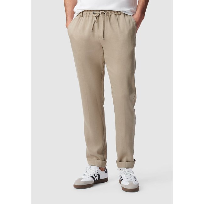 Jogpant de costume lin mélangé beige fonce <span itemprop=