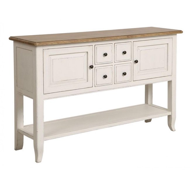 Console d'entrée 4 tiroirs 2 portes - MANOIR Couleur blanc <span itemprop=