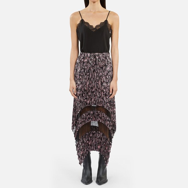 Midirock mit asymmetrischem Abschluss schwarz/rosa <span itemprop=