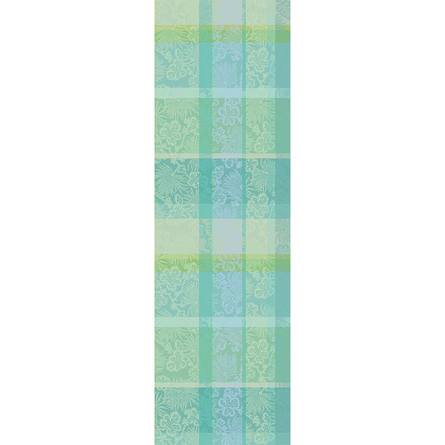 Chemin de table pur coton MILLE VENUSTA aqua <span itemprop=