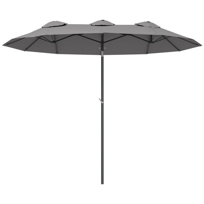 Parasol de jardin XL manivelle acier polyester haute densité gris <span itemprop=