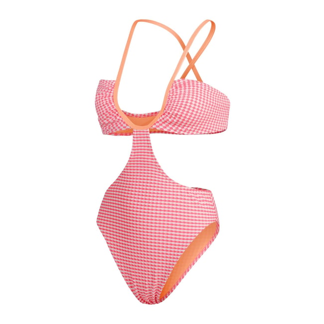 Maillot de bain 1 pièce motif/style à carreaux rose clair <span itemprop=