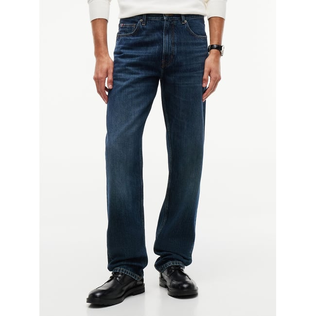Jean droit bleu denim <span itemprop=