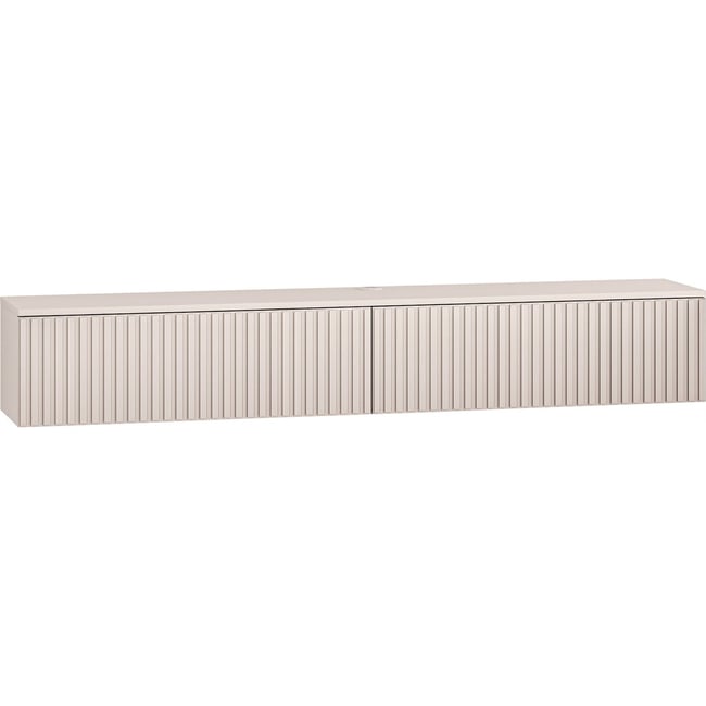 Meuble tv suspendu rainuré CALETTO Couleur cachemire <span itemprop=