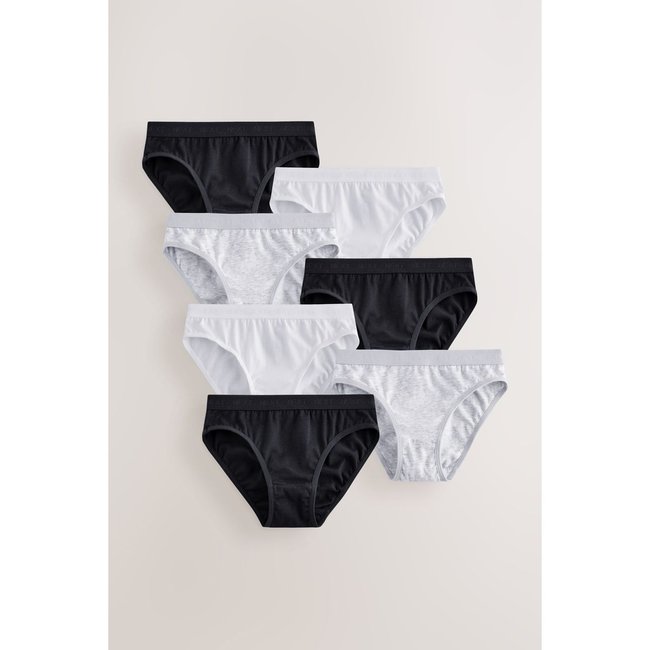 Culotte coupe bikini, lot de 7 noir/blanc/gris <span itemprop=