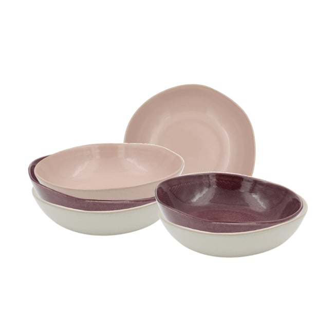 Lot de 6 assiettes creuses, TERRA Couleur rose <span itemprop=