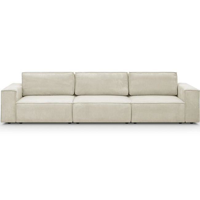 Canapé modulable 5 places en velours côtelé - Harper Mod Couleur beige <span itemprop=