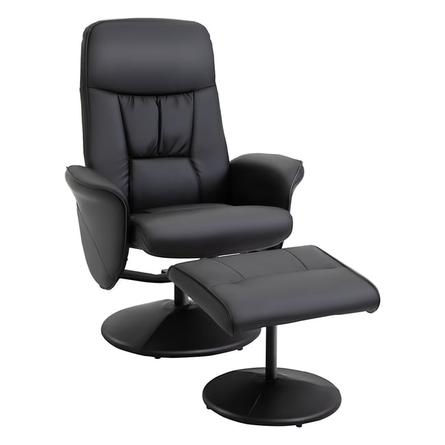 Fauteuil inclinable avec repose-pieds PU Noir Couleur noir <span itemprop=