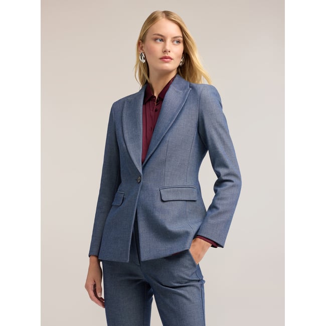 Blazer teint fil avec revers en pointe light - blue <span itemprop=
