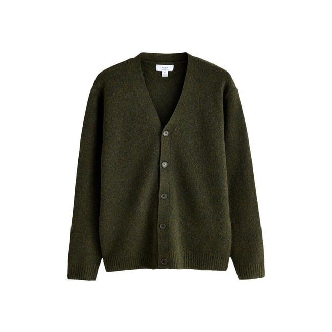 Cardigan confortable et décontracté vert kaki <span itemprop=