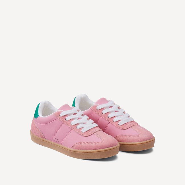 Kids Retro Dual Fabric Trainers, pink, LA REDOUTE COLLECTIONS
