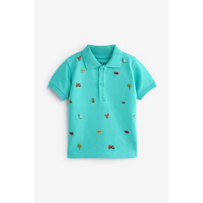 Polo à manches courtes brodé sur l’ensemble bleu <span itemprop=