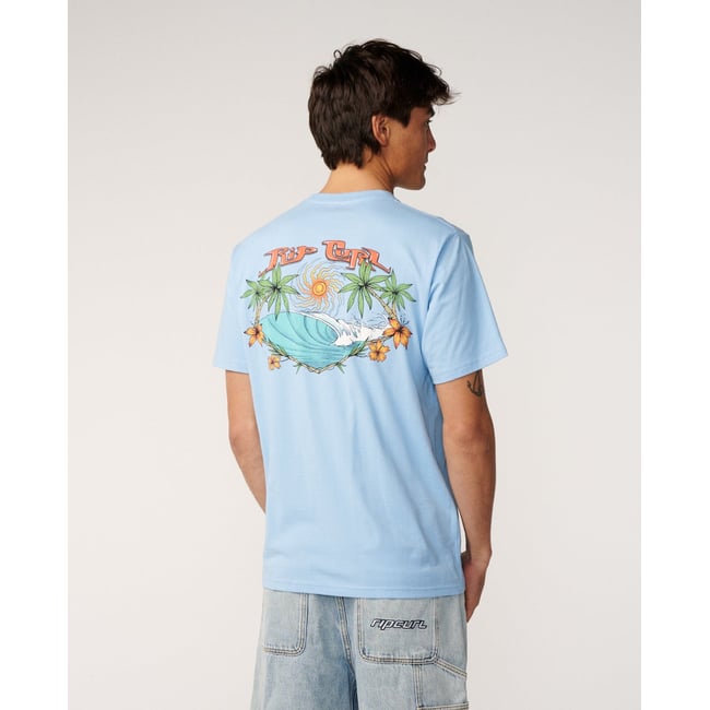 T-shirt relax HAZED & TUBED cloche bleue <span itemprop=