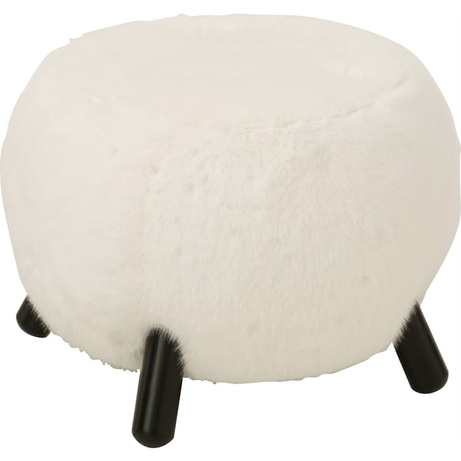 Tabouret rond en bois et blanche Couleur blanc neige et bois foncé <span itemprop=