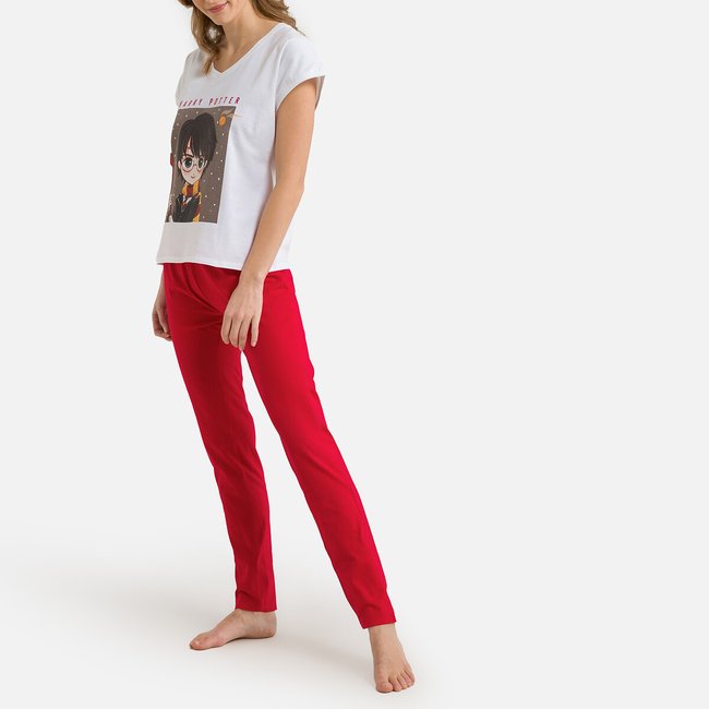 Pijama de mangas curtas, Harry Potter branco/vermelho <span itemprop=