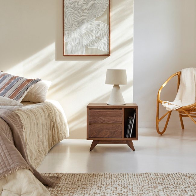 Chevet en noyer massif ESMÉE Couleur marron <span itemprop=