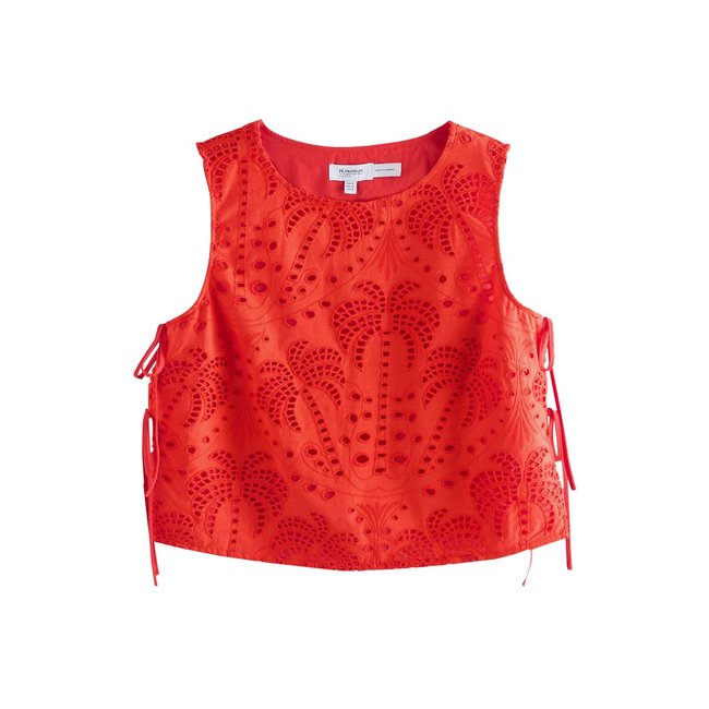 Top à nouer coton broderie anglaise n.premium rouge <span itemprop=