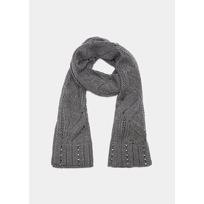 Écharpe en laine mélangée avec strass gris <span itemprop=