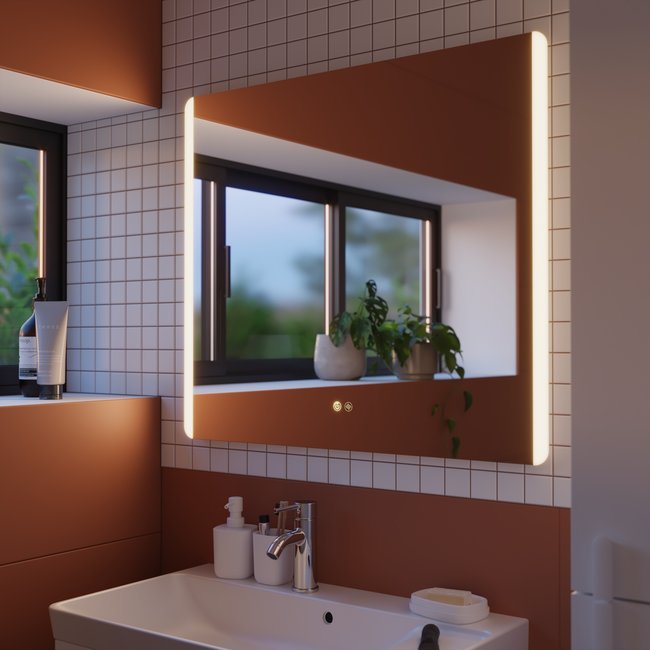 Miroir avec lumières intégrées en verre EASY Couleur gris <span itemprop=