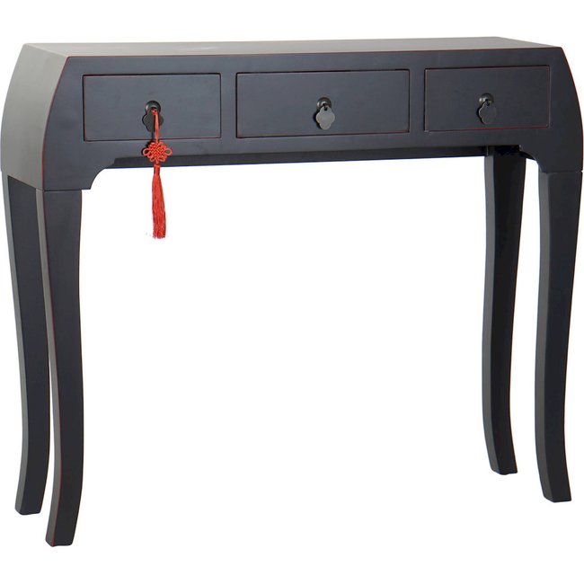 Console en bois avec tiroirs, Oriental masako Couleur noir et rouge oriental épuré <span itemprop=