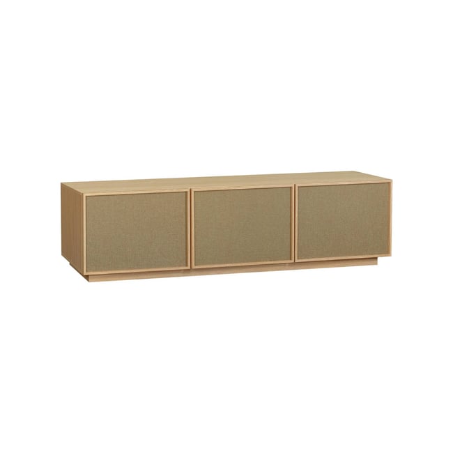 Meuble TV décor bois et tissu 3 portes 180cm KUBA - SWEEEK