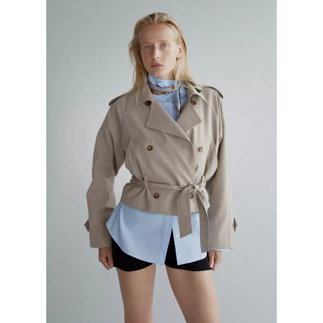 Trench court ceinture beige <span itemprop=