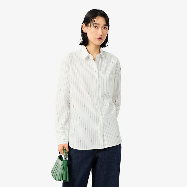 Camicia oxford maniche lunghe ecru  LACOSTE