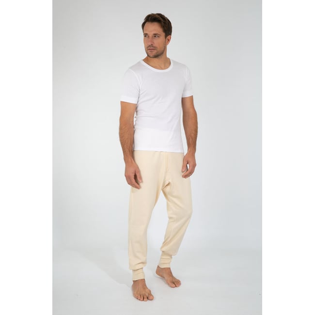 Caleçon long ceinture latex en coton ecru <span itemprop=