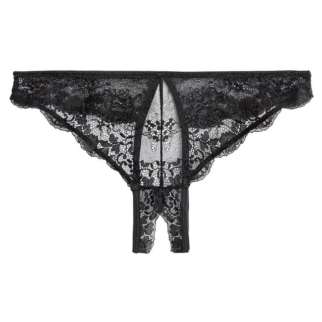 Tanga con encaje negro <span itemprop=