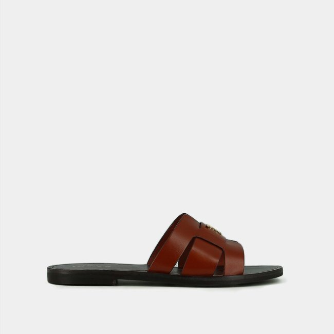 Weil Leather Flat Mules, brown, JONAK