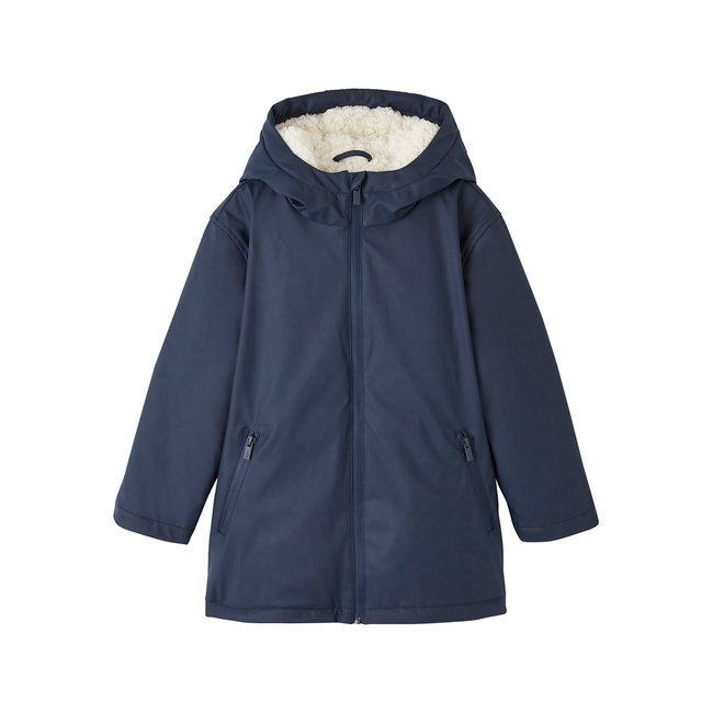 Ciré à capuche doublé sherpa bleu nuit <span itemprop=