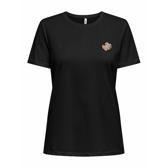 Camiseta con cuello redondo de manga corta negro <span itemprop=