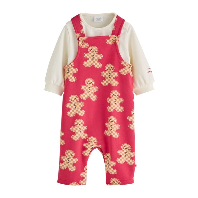 Body et salopette bébé en jersey noël bonhomme en pain d'épice rouge <span itemprop=