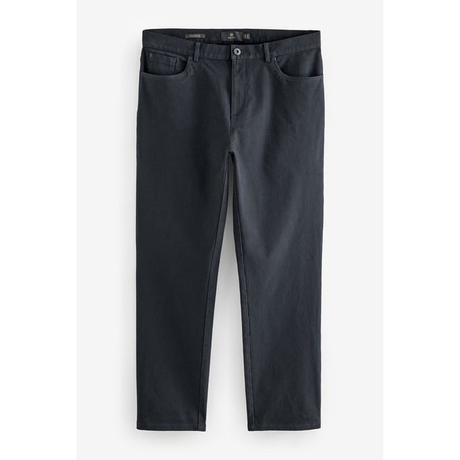 Pantalon chino droit stretch texturé élégant bleu marine <span itemprop=