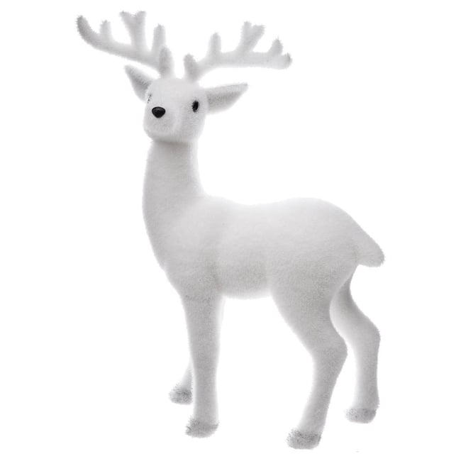 Décoration Noël, Renne debout, H 47 cm Couleur blanc <span itemprop=