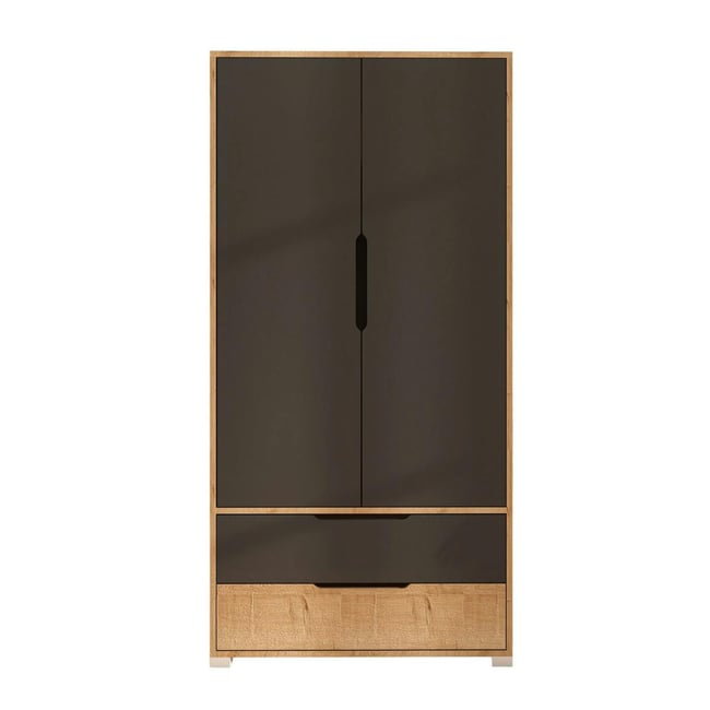 Penderie 2 portes - 2 tiroirs BYRON Couleur anthracite <span itemprop=