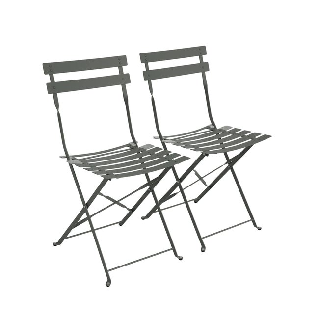 Chaise de jardin pliante métal (lot de 2) CHAISES EMILIA kaki <span itemprop=