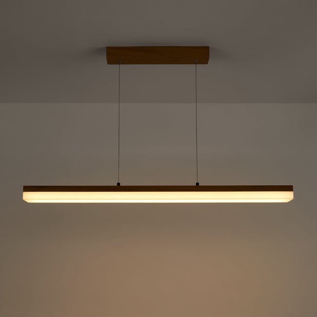 Suspension LED chêne et acrylique, Segundo Couleur naturel <span itemprop=