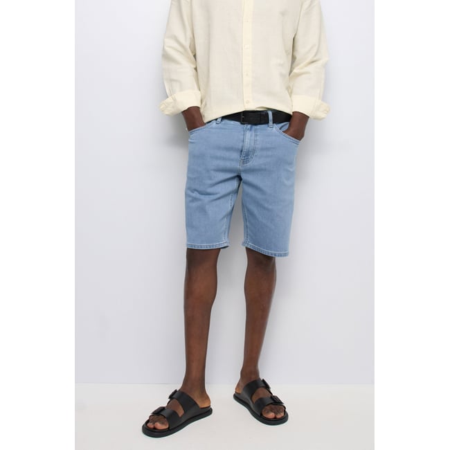 SHORT REGULAR S-ACTIV EN JEAN bleu turquoise <span itemprop=