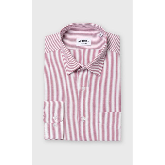 Chemise Confort fit à rayures en Oxford brique brique <span itemprop=