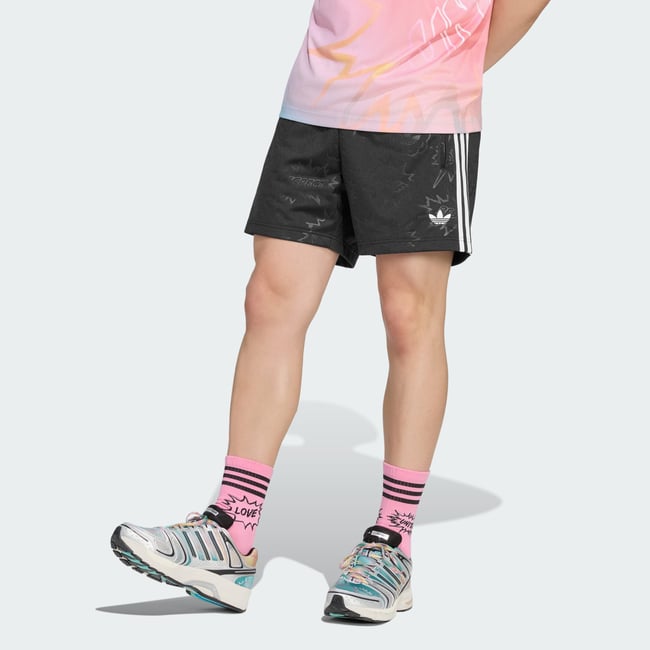 Short 3 Bandes Love Unites Emb black <span itemprop=