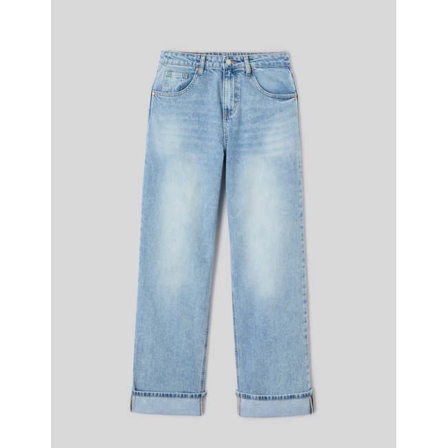 Jean baggy à revers bleu clair <span itemprop=