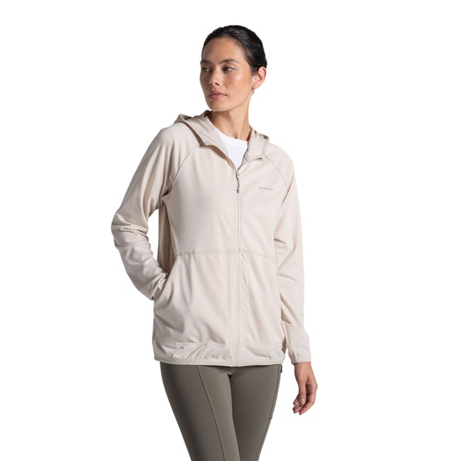 Veste unie à capuche AYA blanc cassé <span itemprop=
