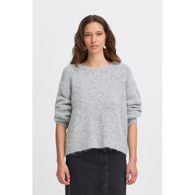 Knitted pullover gris mid grey melange <span itemprop=